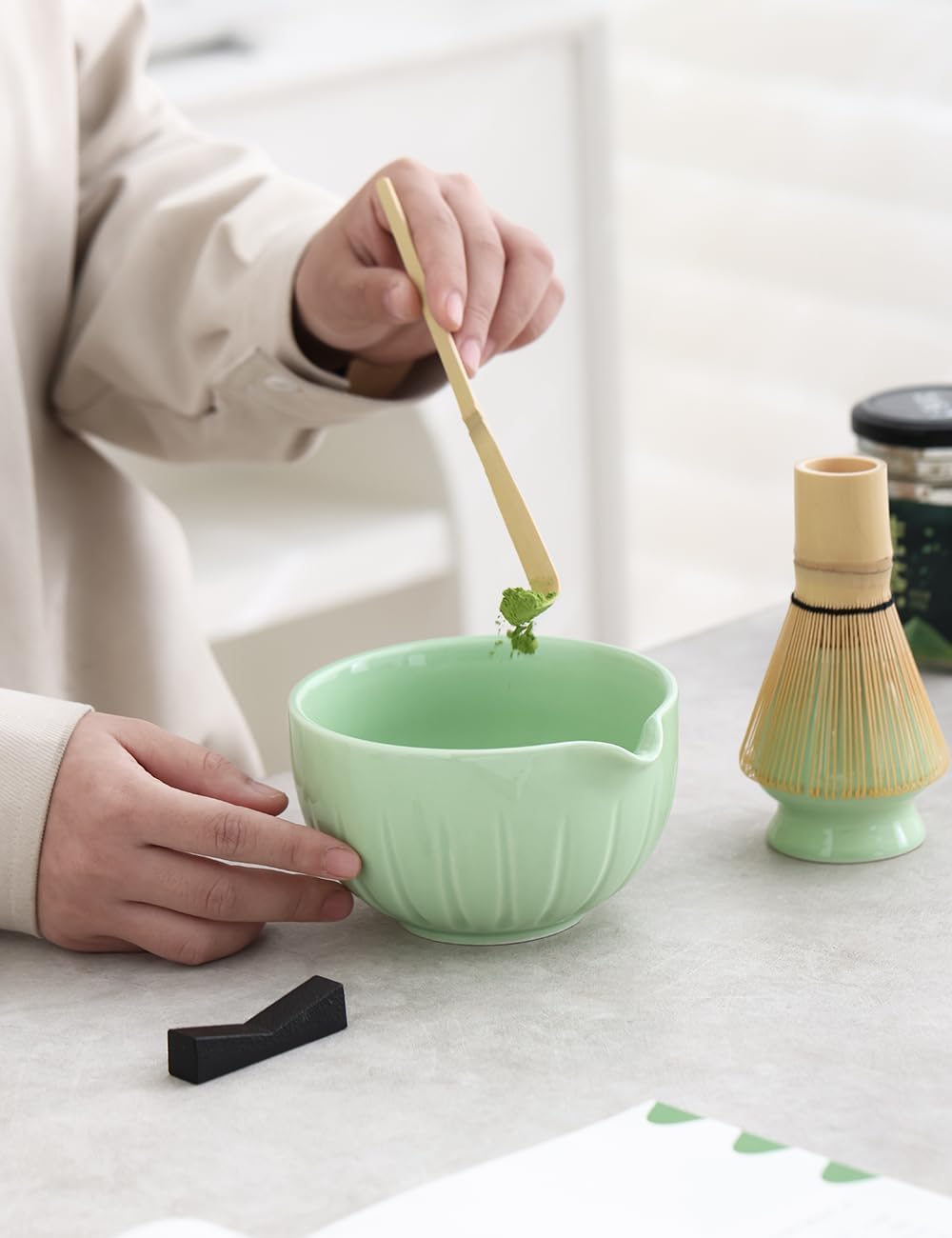 TANG PIN Matcha Set - Match Bowl and Whisk, 15 OZ Matcha Whisk Set