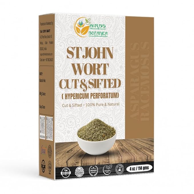 Herbs Botanica St. John’s Wort 4 oz, Premium Dried St. John Wort Herb Cut & Sifted, Perfect for Herbal Tea, Tinctures & DIY Remedies