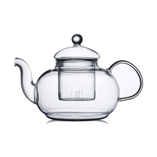 Cnglass Glass Teapot Stovetop Safe,Clear Teapot with Removable Infuser 20.3 oz,Loose Leaf and Blooming Tea Maker