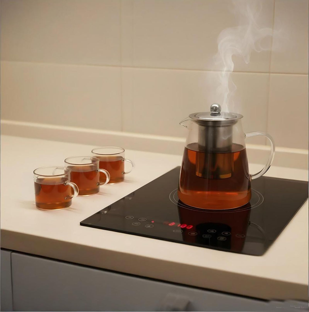 HJOCMLE Glass Teapot Stovetop with Infuser 32OZ High Temperature Borosilicate Clear Tea Kettle Loose Leaf Tea Tea pot with