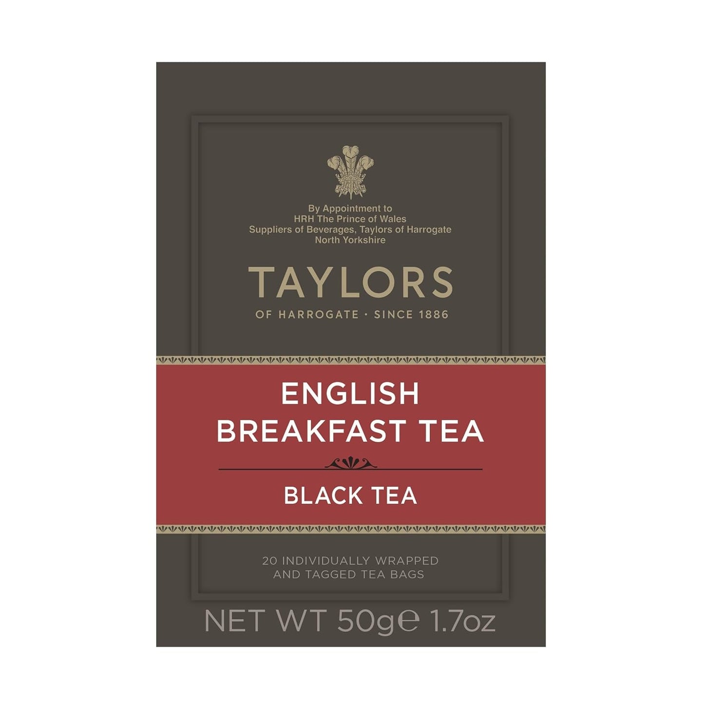 Taylors of Harrogate English Breakfast, Black Tea, Individually Wrapped Bags, 20 Count, Rich, Bright & Malty, Caffeinated, Enjoy Hot or Iced