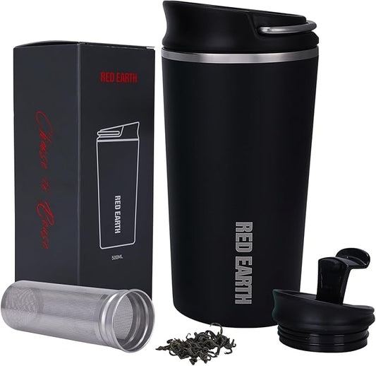 GiNT 17oz Travel Mug with Infuser and Two Lids. Vacuum Insulated 316 Stainless Steel Coffee Mug