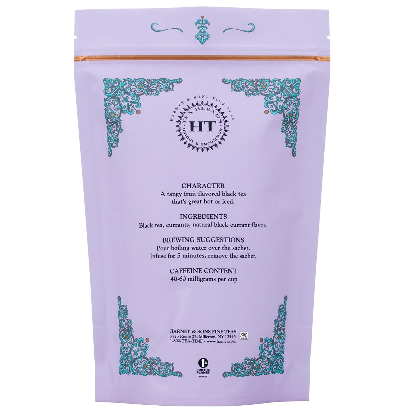 Harney &amp; Sons Black Currant Black Tea Sachets, 25 Count | Black tea with black currant flavor. 25 whole leaf sachets. Contains caffeine.