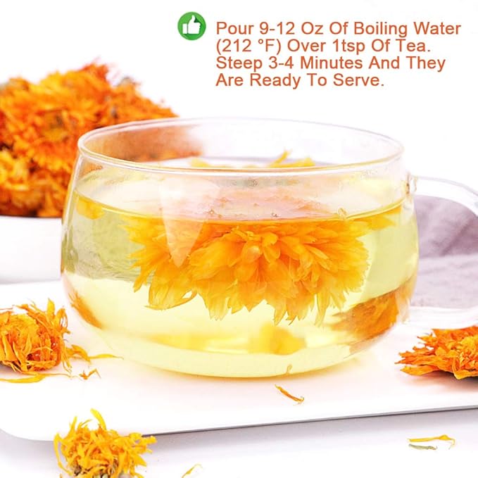 Plant Gift Herbal Calendula tea, Chinese Flower tea, 100% Natural Marigold Calendula Flowers Dried, Natural Calendula - Premium Calendula herbs - Non-GMO - Caffeine-free Tea 35g/1.23oz
