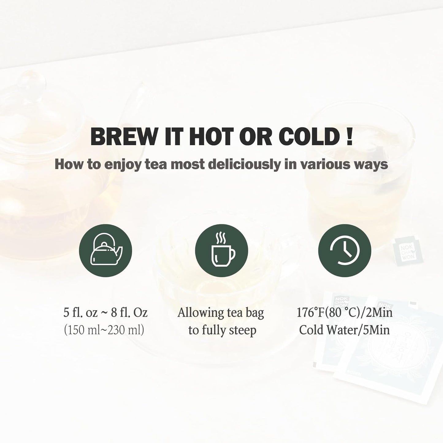 [Nokchawon] Oolong Tea, Premium Pure Tea, Semi-Fermented Tea from Korea, 50 Count Tea Bags, 2.1oz(60g)