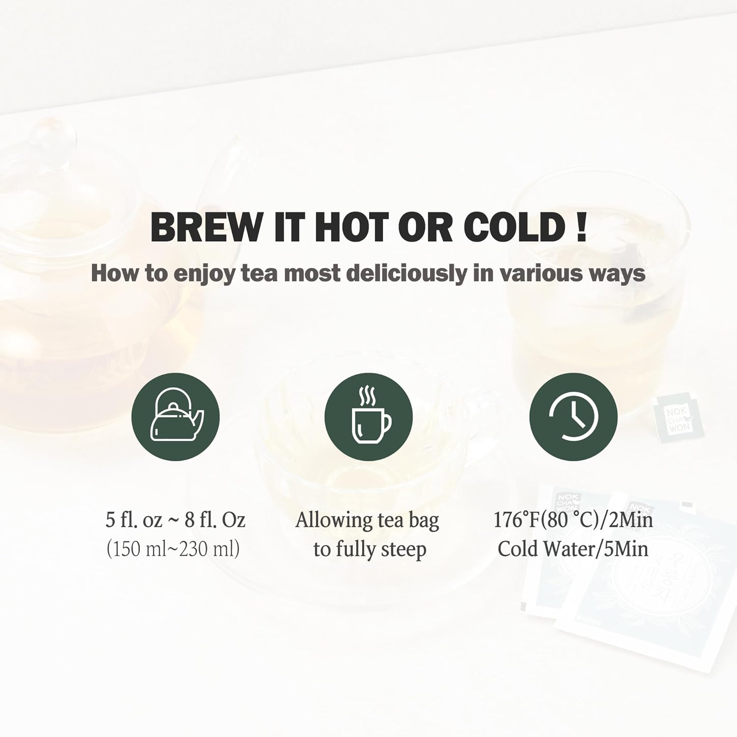 [Nokchawon] Oolong Tea, Premium Pure Tea, Semi-Fermented Tea from Korea, 50 Count Tea Bags, 2.1oz(60g)