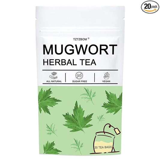 Tztzbom Mugwort Tea Bags, Mugwort leaves 20 Teabags, 2g/bag, Caffeine Free, Natural Herbal Tea