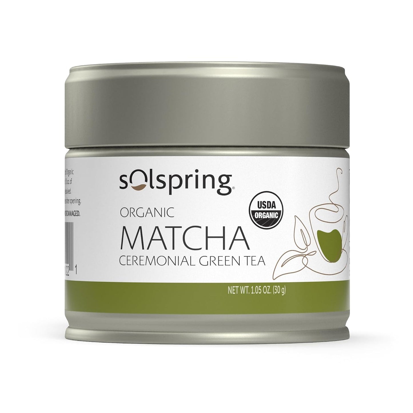Solspring Organic Matcha Green Tea, Delightful Taste, 1.05 oz (23 Servings) | Ceremonial-Grade, Cultivated in Nishio, Japan, Certified USDA Organic, Non-GMO, Gluten-Free, and Soy-Free