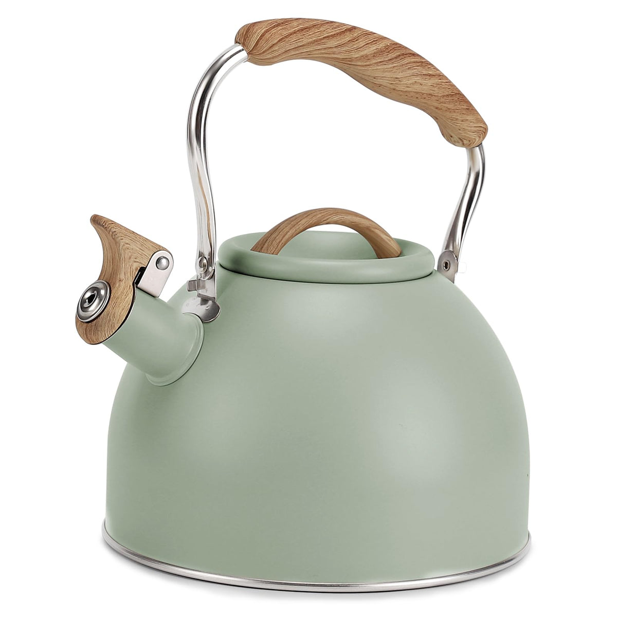 Tea Kettle, Vegoran 100 OZ / 3 Liter Whistling Tea Kettle, Tea Pots for Stove Top Food Grade Stainless Steel with Wood