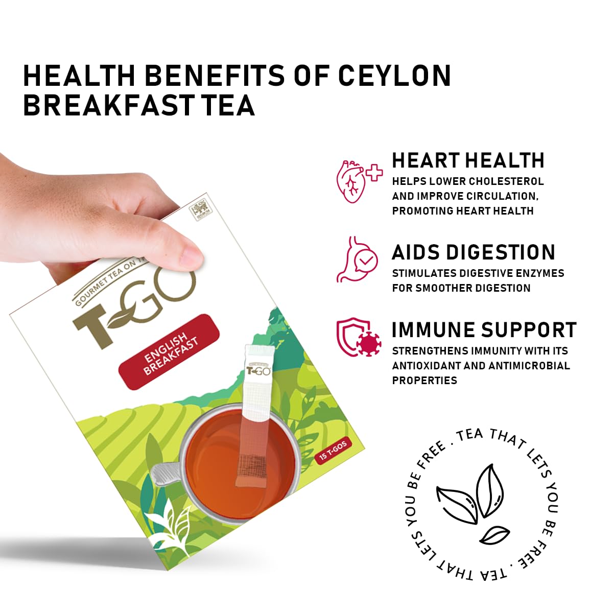 T-GO English Breakfast Tea Herbal Black Tea Bags Convenient Tea Sticks Caffeinated Stirring Spoon Ceylon Tea 15 Tea Sticks