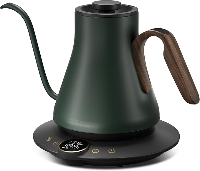 Gooseneck Electric Kettle with ±1℉ Temperature Control for Pour Over Coffee & Tea, Quick Heating, BPA-Free Stainless Steel, Built-in Brew Timer