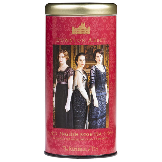 The Republic of Tea Downton Abbey English Rose Herbal Tea, 36 Count | Caffeine Free. Suitable for day or evening sipping. Bright and tart with soft floral notes. Gluten Free and Carb Free.