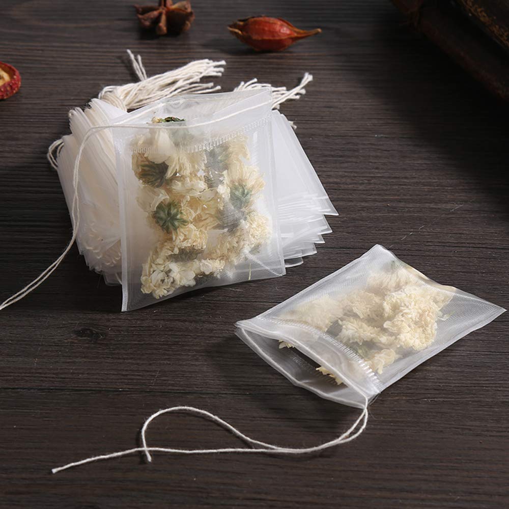 Insiswiner 100 Pcs Empty Tea Filter Bags for Loose Tea Herb Spice Small Mesh Drawstring Seal Infuser Strainer Bags
