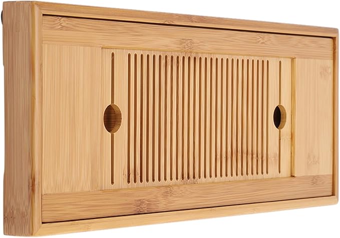 Keenso Tea Tray with 2 in 1 Removable Tea Tray for Home Office Table 38 * 15cm, Ecofriendly Mini Serving for Chinese Gongfu Service for 2-3 Persons