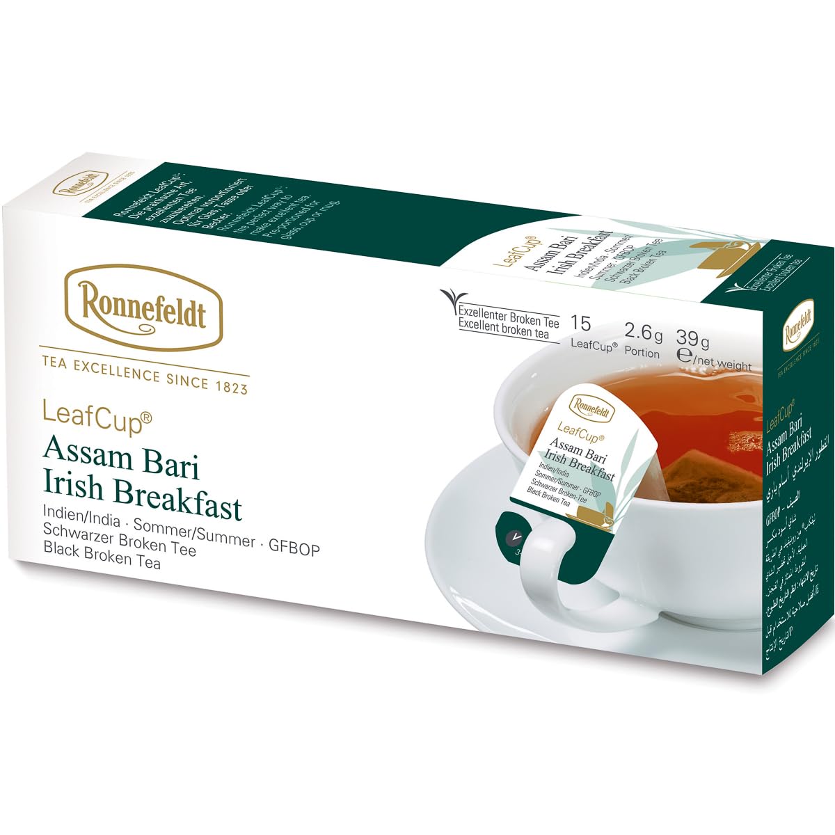 Ronnefeldt LeafCup Assam Bari Irish Breakfast - Loose Leaf Black Tea – 15 Individually Wrapped Tea Bags