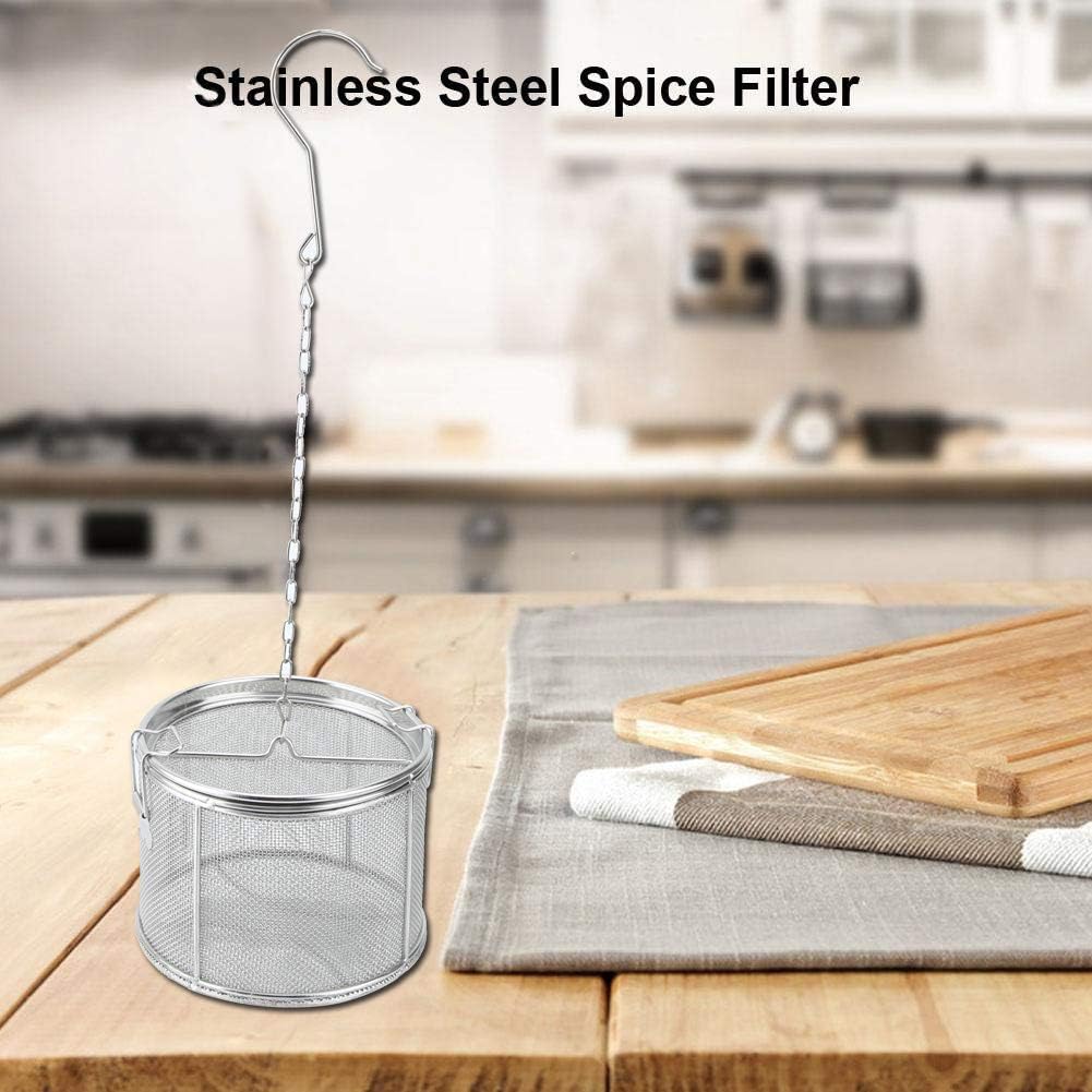 Stainless Steel Tea Ball Strainer and Filter with Hook, 12 x 13cm | Infusion Basket, Tea Strainer, Fine Mesh, Chain Hook, Loose Leaf Tea Steeper, Soup Seasonings