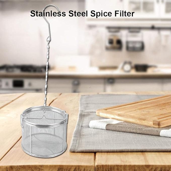 Aunmas Stainless Steel Tea Ball Strainer and Filter, 4.7 Inch Infusion Basket for Loose Leaf Tea, Soup Seasonings, Broth with Hook,12 x 13cm
