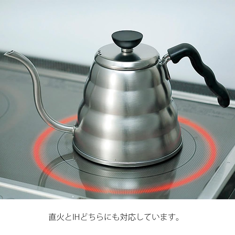 Hario V60 "Buono" Drip Kettle Stovetop Gooseneck Coffee Kettle 1.2L, Stainless Steel, Silver