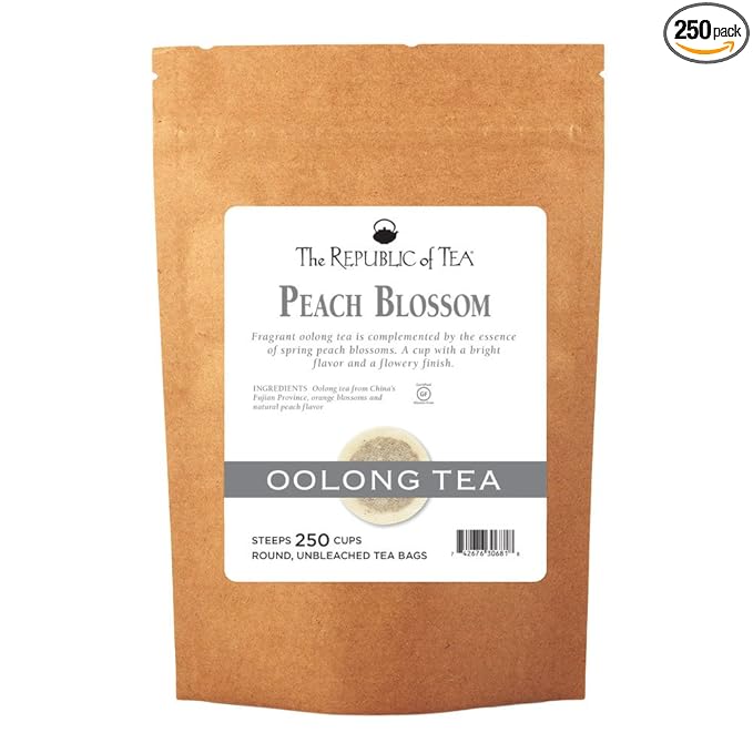 The Republic of Tea - Peach Blossom Oolong Black Tea, 250 Tea Bags | Caffeinated Tea, Spring Tea