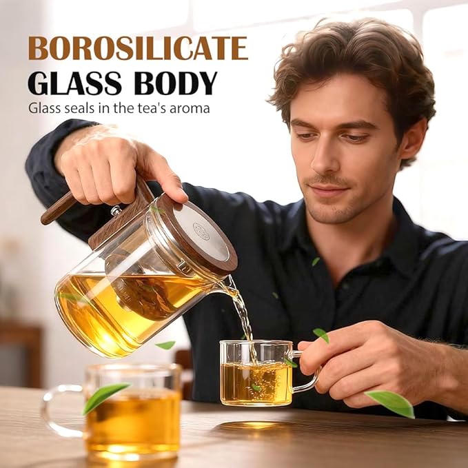 2026 New Magical Teapot, Enchanted Witchcraft Tranquil Push Control Magic Teapot with Handle, Magnetic Glass pot with Strainer for Home, Outdoor, Gifting and Office (600ml)