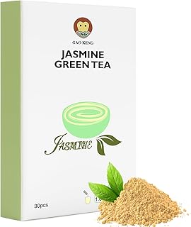 Taiping HK Jasmine Instant Green Tea Classic-100% Tea Leaves 30 Single Serve Stick Packs Unsweetened No Additives On-the-Go for Travel, Work, Outdoors , Helps Support Digestive Health Hot or Iced Teas (30Count)