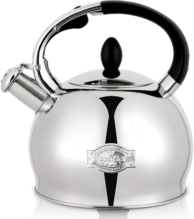 SUSTEAS Stove Top Whistling Tea Kettle - Food Grade Stainless Steel Teakettle Teapot with Cool Touch
