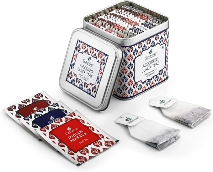 Octavius Tea Variety Pack | 3 Assorted Black Teas | 25 Teabags Each | Sampler Tea Pack | Pack of 4 | Premium Indian Black Tea | Bold Flavors | Ideal Gift for Tea Lovers