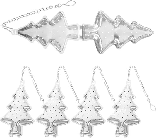 6pcs Christmas Tree Tea Infuser Strainer Filters Tea Interval Diffuser with Chain Hook Loose Leaf Tea Steeper Mesh Strainer Tea Infuser Filter for Loose Leaf Seasoning Spices Tea Lovers