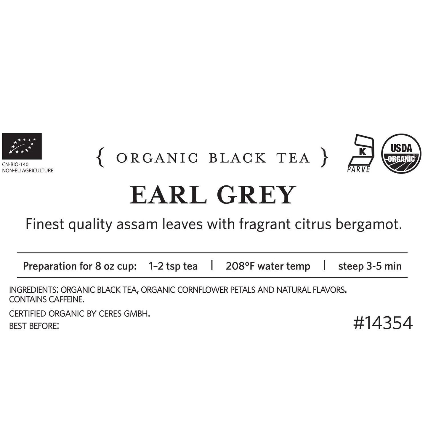 Tea Forte Earl Grey Loose Leaf Tea, 1 lb Bulk Bag | Makes 160-175 Cups - Premium Handcrafted Loose Leaf Tea Blends - Resealable Bag