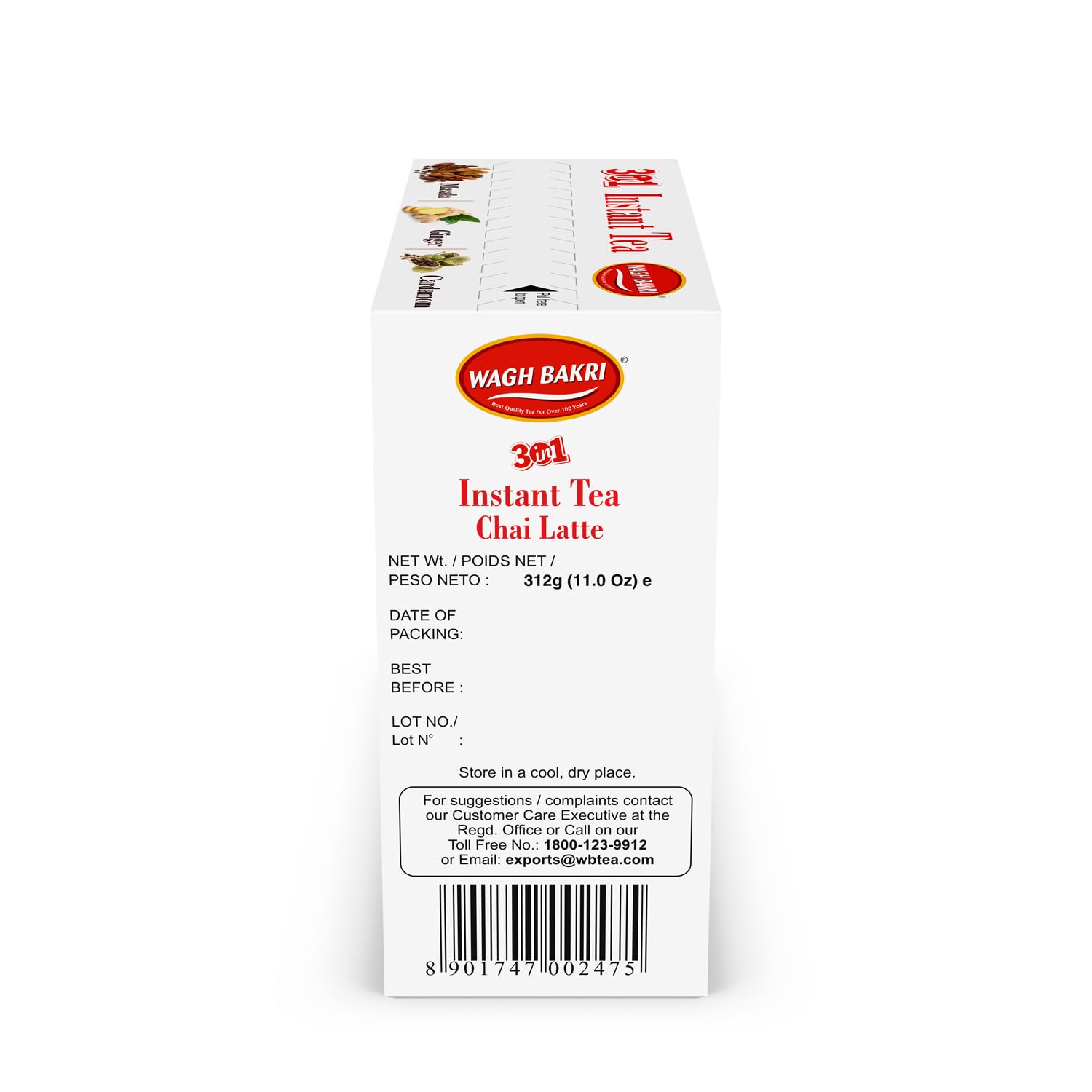 Wagh Bakri Instant Tea Premix, Masala, Cardamom & Ginger - 4 Sachets Each, Total 12 Sachet [International Pack]