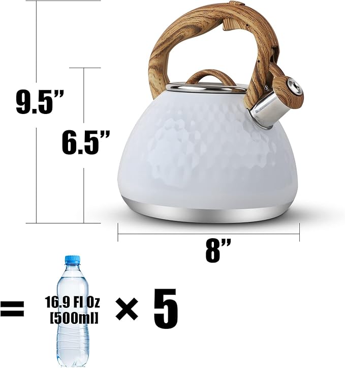 Tea Kettle, Toptier Teapot Whistling Kettle with Wood Pattern Handle Loud Whistle