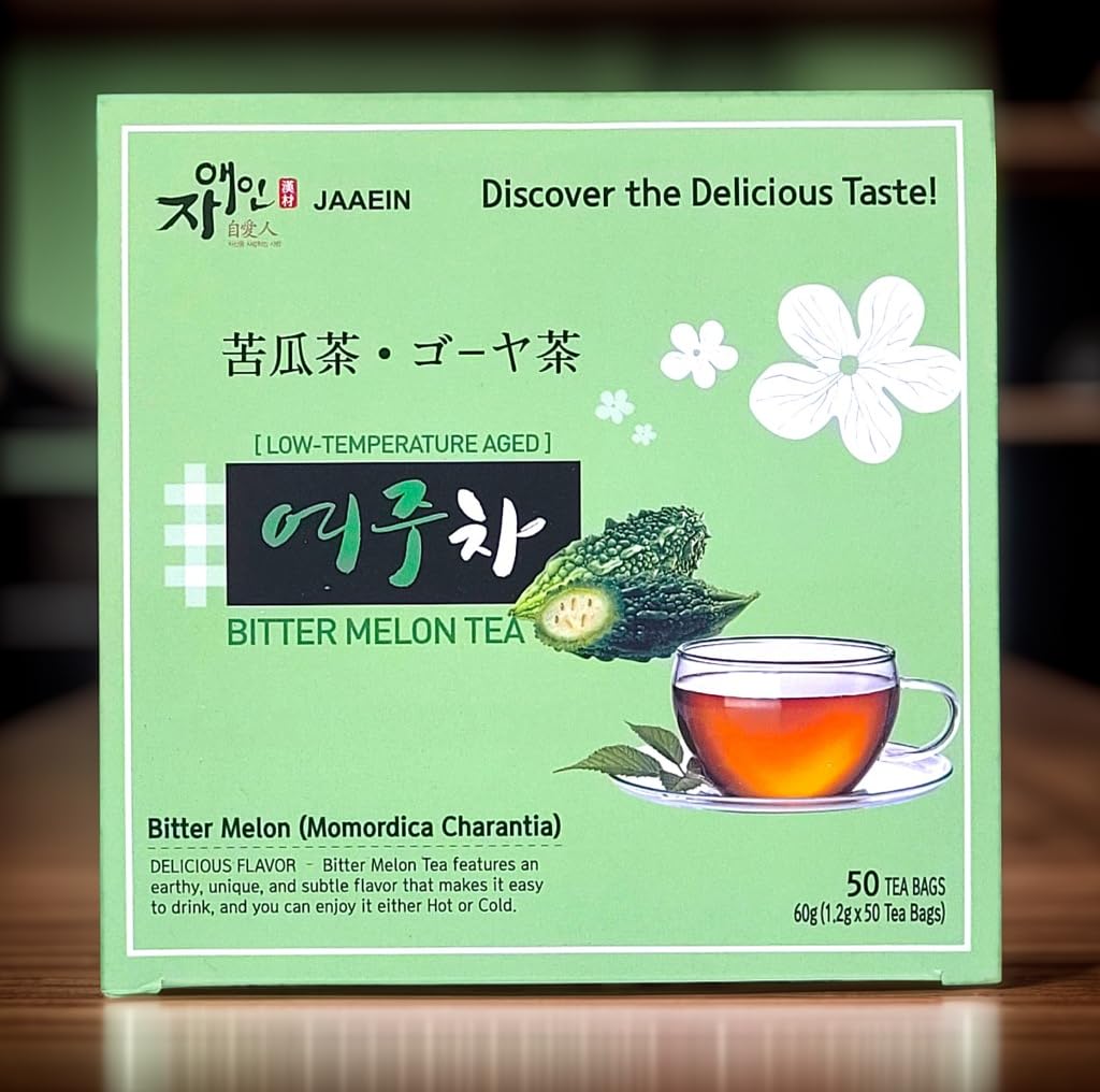 JaAeIn Bitter Melon Tea Natural Pure Korean Gohyah Fruit Tea Ampalaya Karela Leaves No Sugar, Caffeine Free, Gluten Free