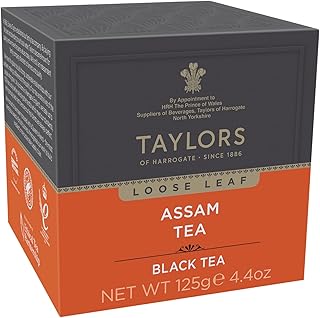 Taylors of Harrogate Pure Assam Black Tea, Loose Leaf, 4.41 Ounce Carton (Pack of 1), Full-bodied, Satisfying & Malty, Caffeinated, Premium Whole Leaf Tea
