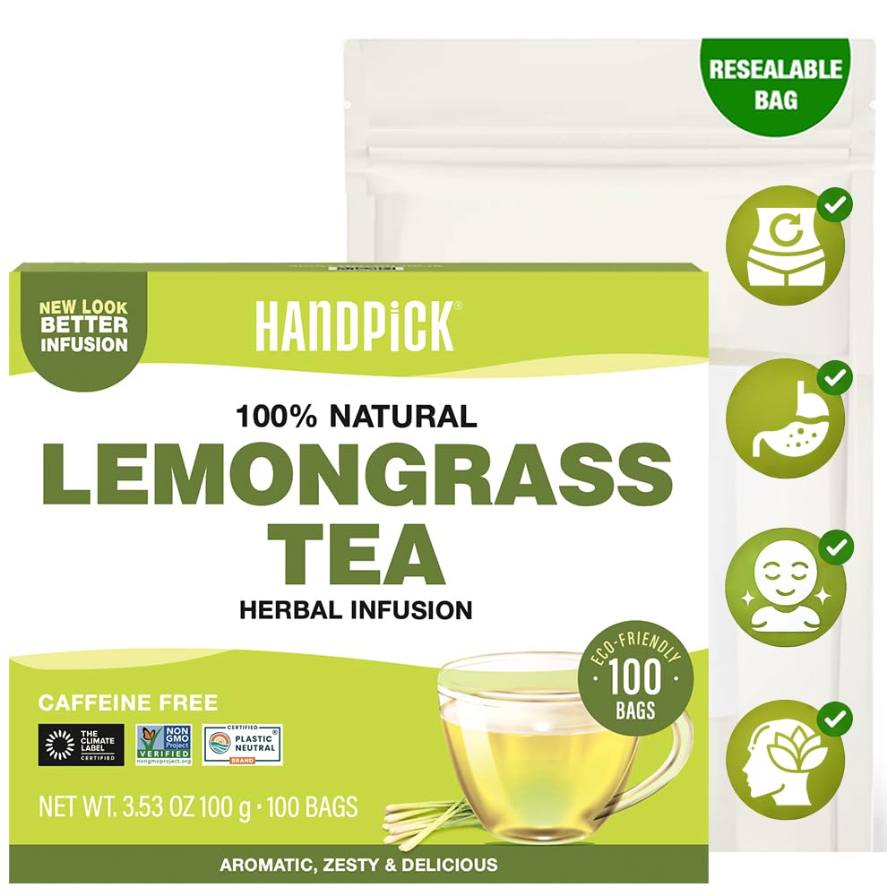 HANDPICK Lemongrass Teabags (100 Count) Made with Quality Lemongrass Stalks