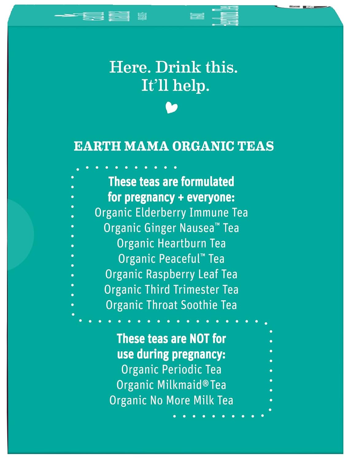 Earth Mama Organic Heartburn Tea | Pregnancy-Safe Soothing Herbal Blend with Marshmallow Root, Lemon Balm & Chamomile, 16 Teabags Per Box