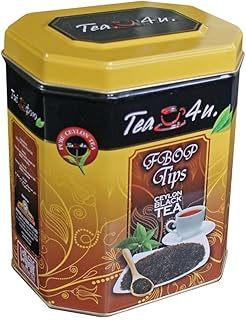 Tea4U Flowery Broken Orange Pekoe (FBOP) Tips Loose Black Ceylon Tea - Handpicked Fresh Tea Leaves with Rich Aromatic Flavor - Metal Canister for Authentic Flavor & Long Lasting Freshness - 200g
