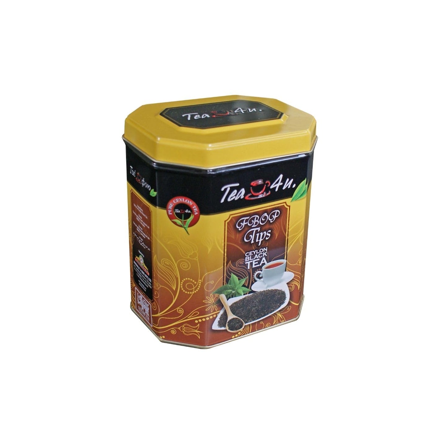 Tea4U Flowery Broken Orange Pekoe (FBOP) Tips Loose Black Ceylon Tea - Handpicked Fresh Tea Leaves with Rich Aromatic Flavor - Metal Canister for Authentic Flavor &amp; Long Lasting Freshness - 200g
