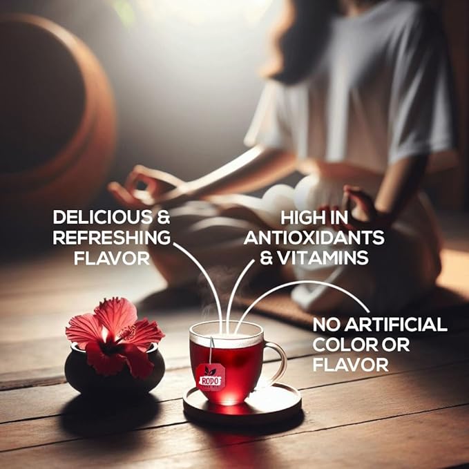 Hibiscus Tea Bags - 30 Count Premium Hibiscus Tea, Caffeine-Free, Sugar Free, Refreshing Wellness Herbal Tea Blend with Ginger, Mint
