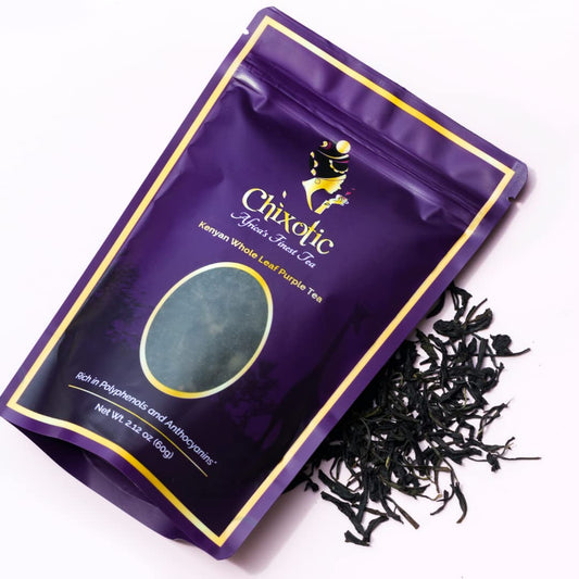Chixotic Kenyan Purple Tea, Handrolled Loose Leaf Tea, Smooth Low Caffeine Whole Leaf Tea, Antioxidant-Rich Specialty Tea, 60g