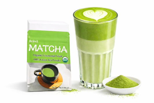 Briiwii Organic Matcha Powder Premium Japanese Matcha Green Tea Powder for Matcha Latte, Smoothies & Daily Drink, First Harvest, 30g