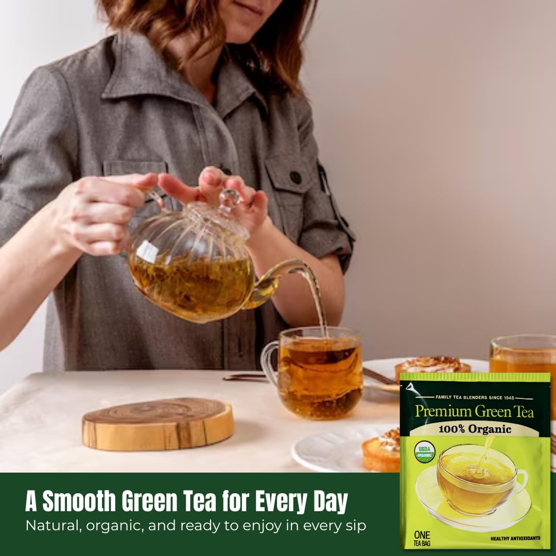 Premium Bigeloww Organic Green Tea 140 Count, Individually Wrapped Tea Bags - For Daily Wellness & Antioxidant Boost - Packaged for Freshness