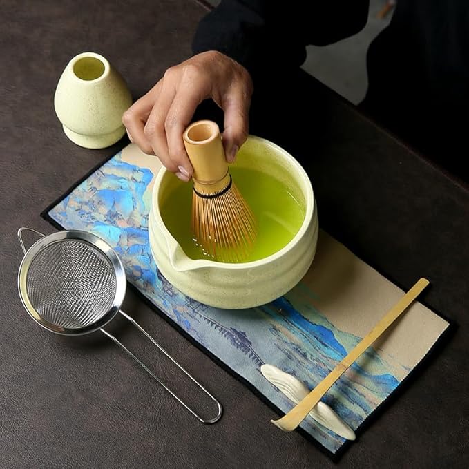 7 matcha whisk set 1 Matcha Whisk ，Matcha Bowl with Pouring Spout Scoop Matcha Whisk Holder Tea Making Kit. 1 matcha whisk set (7pcs)