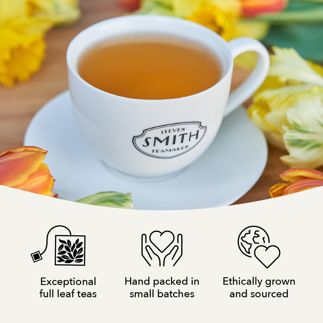 Steven Smith Teamaker, Meadow Chamomile Tea, 15 Sachets, 0.85oz each | Full Leaf Herbal Tea, Caffeine Free, Sugar Free, Sustainably Grown, Plant Based Sachets, Microplastic-Free