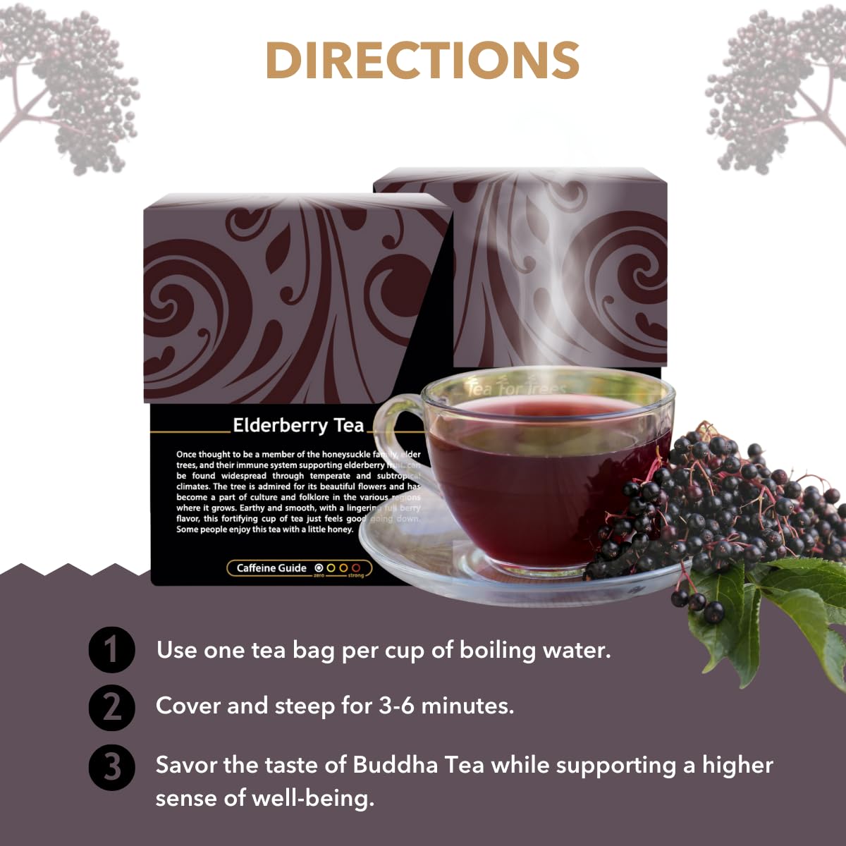 Buddha Teas - Organic Elderberry - Herbal Tea - For Health & Wellbeing - With Antioxidants & Minerals - Clean Ingredient
