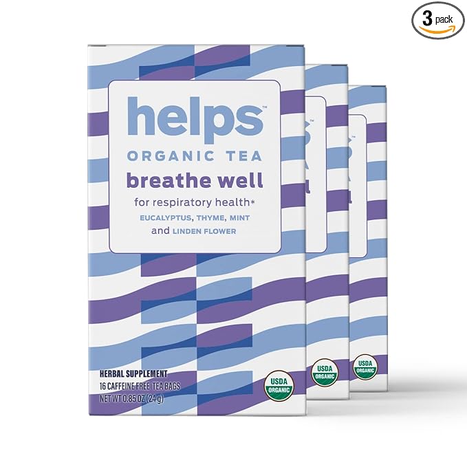 Helps Teas, Helps Breathe Well Tea, Organic herbal blend of Eucalyptus, Thyme, Tila and Mint that clear your sinuses and strengthening your inmune