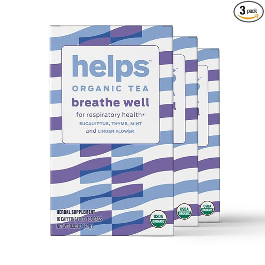 Helps Teas, Helps Breathe Well Tea, Organic herbal blend of Eucalyptus, Thyme, Tila and Mint that clear your sinuses and strengthening your inmune