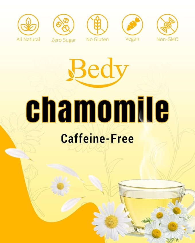 Bedy Chamomile Tea Relaxing & Calming, 120 Teabags Individually Wrapped Herbal Tea, Non-GMO, Caffeine Free