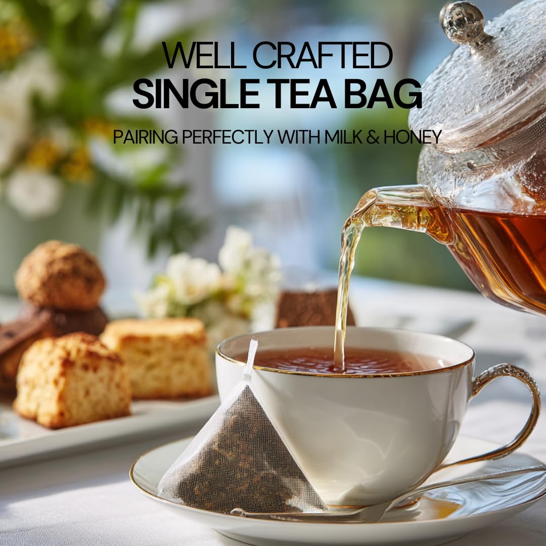 BLOSSOM RITUAL Newyork Breakfast – Strong &amp; Smooth Black Tea with Caffeine – 20 Corn Based Pyramid Bags – Serve Upto 60 cups – Energizing Morning Tea Blend for Focus &amp; Clarity – Resealable Zip Pouch| 2.65oz