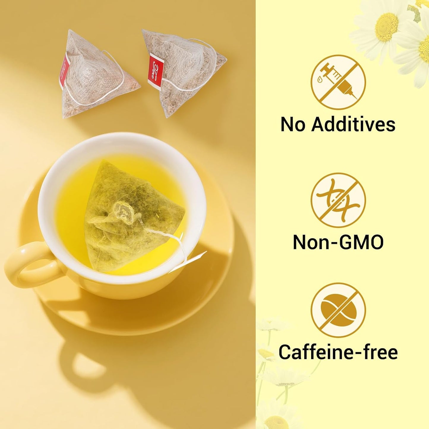 Chamomile Tea Bags, Chamomile Flower Herbal Tea, 50 Teabags, Calming, Supports Healthy Digestion, Caffeine-Free, Sugar-Free,(1 Pack/50 Bags)