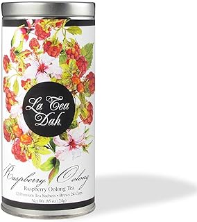 Raspberry Oolong Tea by La Tea Dah, Premium Raspberry Tea Bags Made with Oolong Tea Leaves, Apple Bits, Cranberry Bits, Hibiscus, & Natural Raspberry Flavor, Fruity Tea (12 Sachets)
